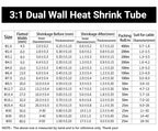 1~10m Dual Wall Heat Shrink Tube Diameter1.6 - 52mm Adhesive Lined Polyolefin ﻿Wrap 3:1/4:1 Ratio With Glue Cable Protect Sleeve