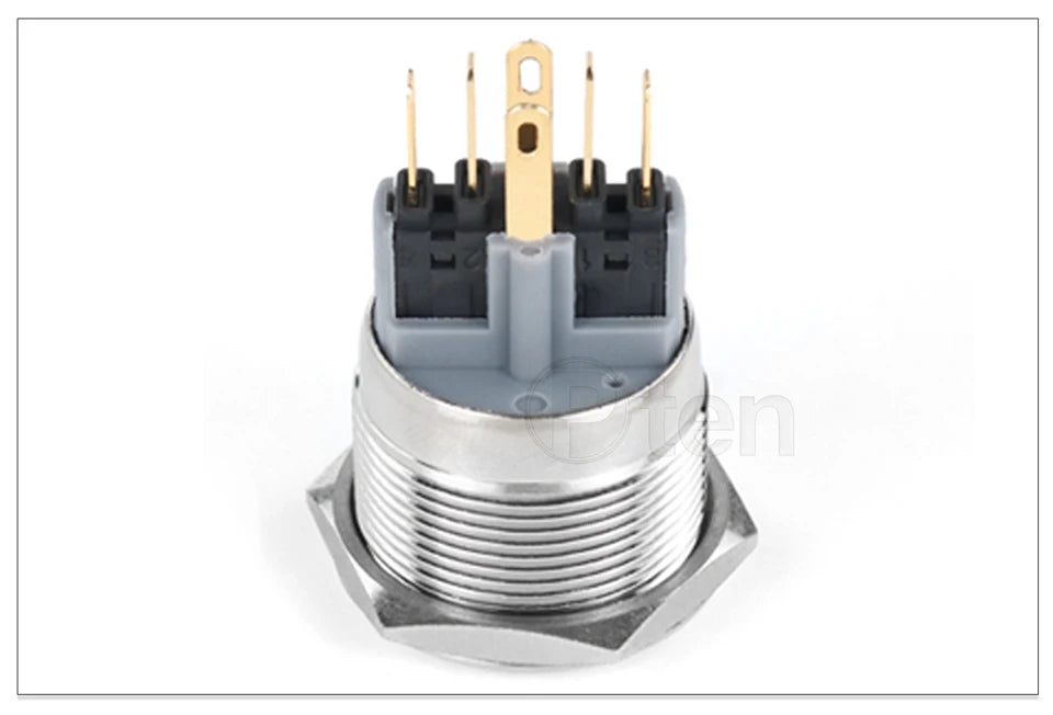 2NO2NC 16/19/22mm Waterproof Metal Push Button Switch LED Light Momentary Car Engine Power Switch 3/6/12/24/220V silver 1NO1NC