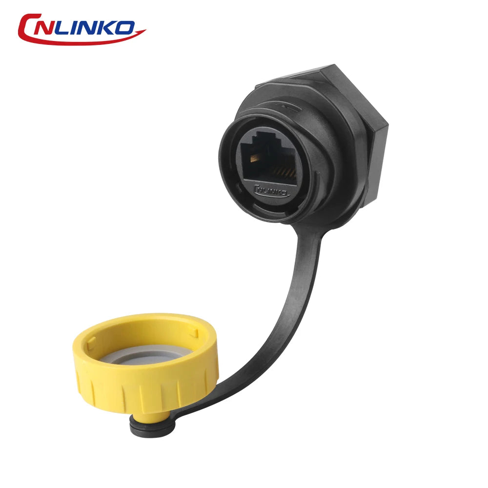 CNLINKO M20 PBT Plastic IP68 Waterproof RJ45 Cable Signal Connector YM20 CAT6 Panel Mount Socket Plug Network Ethernet Interface