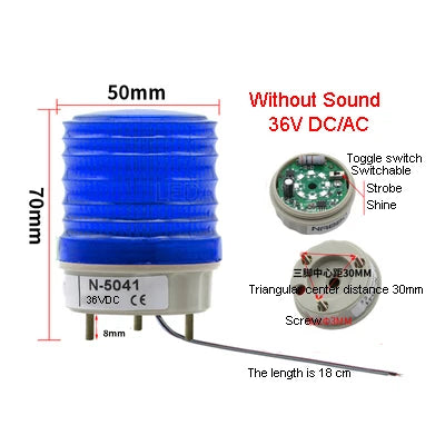 1Pcs N-5041 Without Sound Small Warning Lights LED Flash/Constant Adjustable Alarm Lamp Bolt Installation Red Yellow Green Blue