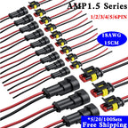 5/20/100 Sets 1/2/3/4/5/6 Pin Way Waterproof Electrical Wire Connector Plug 1.5mm Terminals 2Pin HID Plug Auto Xenon Lamp Plug