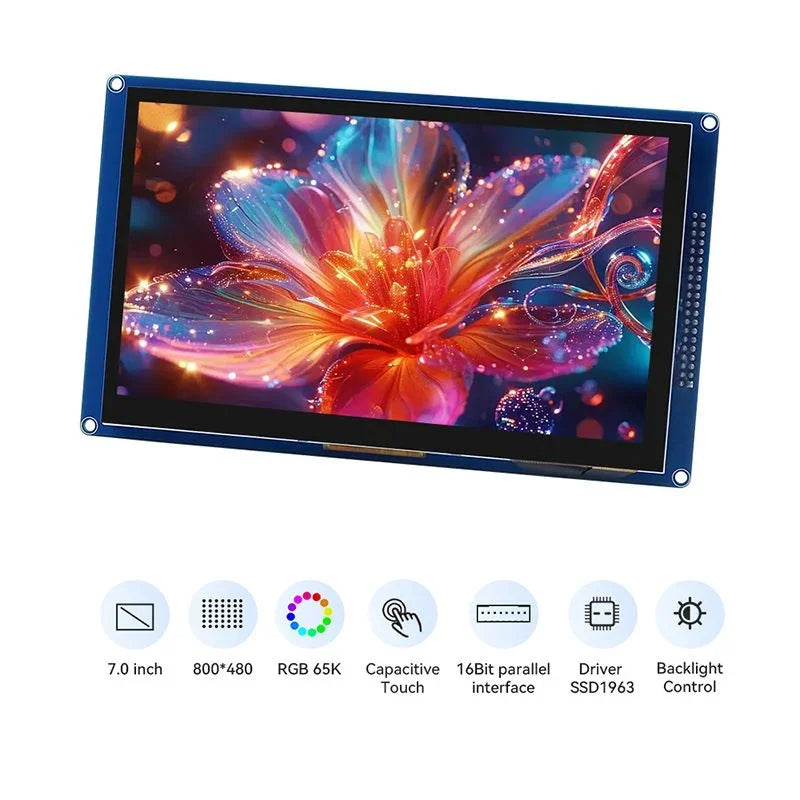 Hot Sale 7inch 800*480 Display 16BIT Parallel LCD Module Capacitive Touch SSD1963 Driver with free shipping