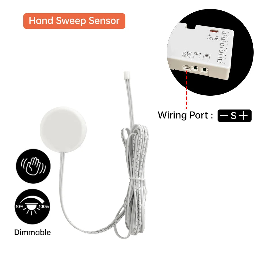 DC12-24V Sensor Switch Penetrable Touch/Hand Sweep/PIR Motion & Dual Door Sensor for Cabinet LED Lighting Control