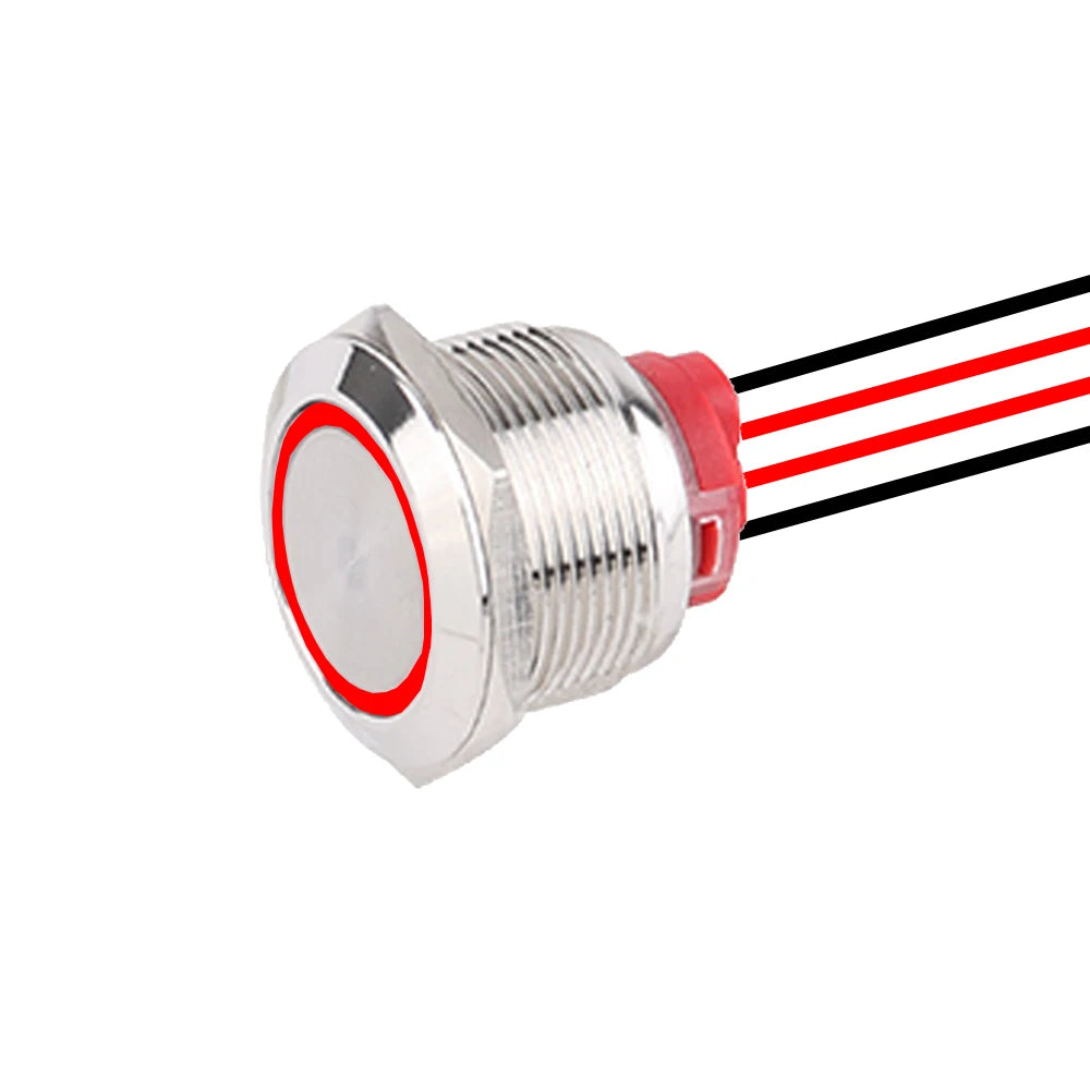 1 pc 22mm19mm16mm Waterproof Metal Push Button Switches With 4 Wires 165mm 1NO Red Green Blue 12-24V High Momentary latching