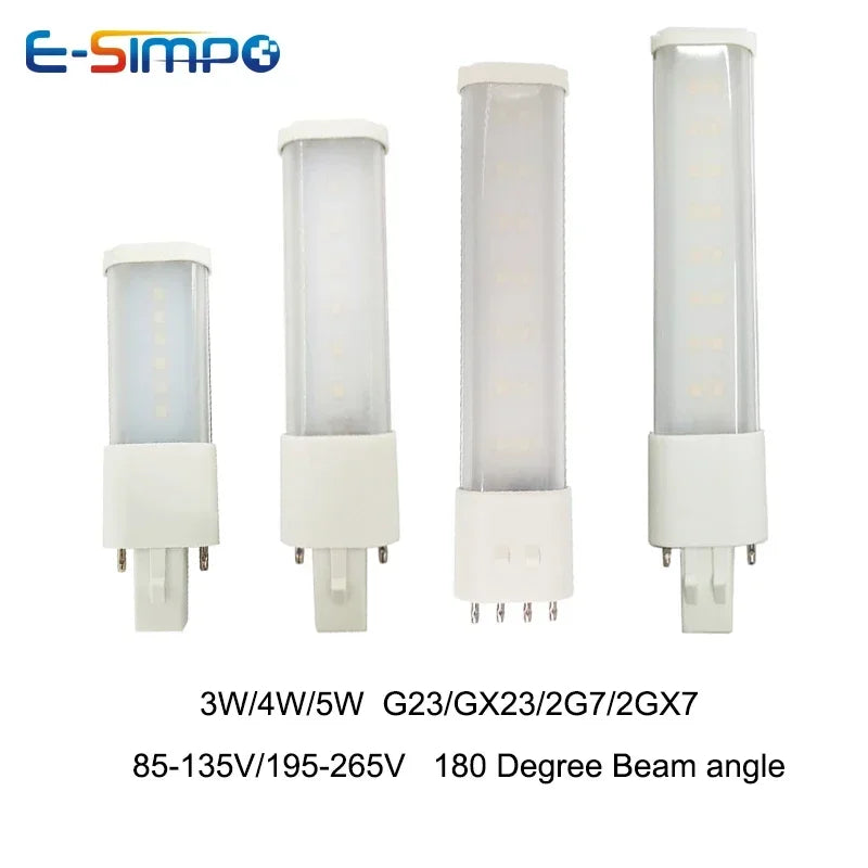 LED G23 3W 4W 5W Horizontal Side Plug CFL PL-S 7W-13W110V/220V 2Pin G23/GX23 4P 2G7/2GX7 Plug-in PL Energy Saving  Light Lamp