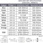 100PCS 5050 0805 LED SMD SMT Chip Red Yellow Green White Blue Orange Purple Pink RGB Emitting Diode Light 3.3V Voltage Neon Lamp
