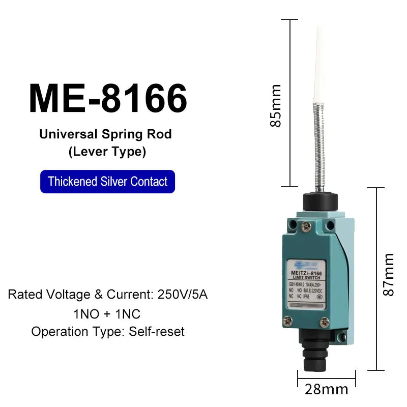 ME-8108 ME-8104 ME-8107 ME-8111 ME-8112 ME-8166-8169 Limit Switch Rotary Adjustable Roller Lever Arm Travel Switch AC250V NO NC