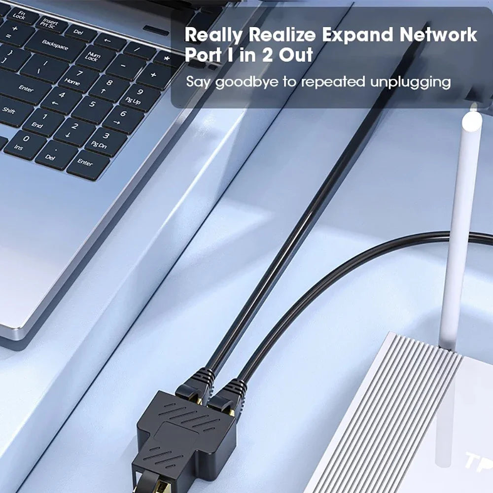 RJ45 Network Cable Connector RJ45 Splitter Adapter 1 to 2 Female LAN Interface Ethernet Socket Connector Docking Head Splitter