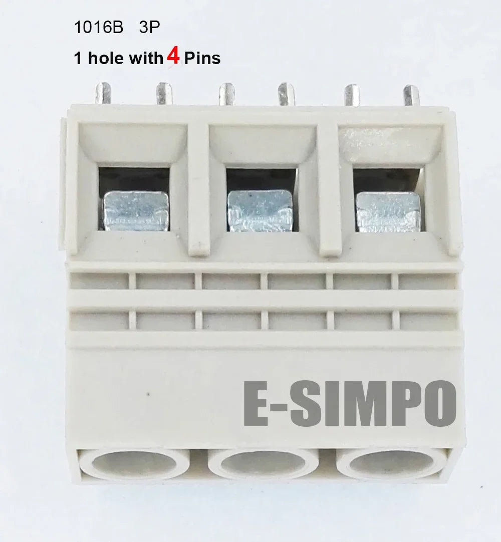 20pcs 1016A 1016B-10.16-3P Straight 10.16mm 650V57A 22-8AWG 1pole with 2/4 Solder Pin High Current PCB Screw Wire Terminal Block