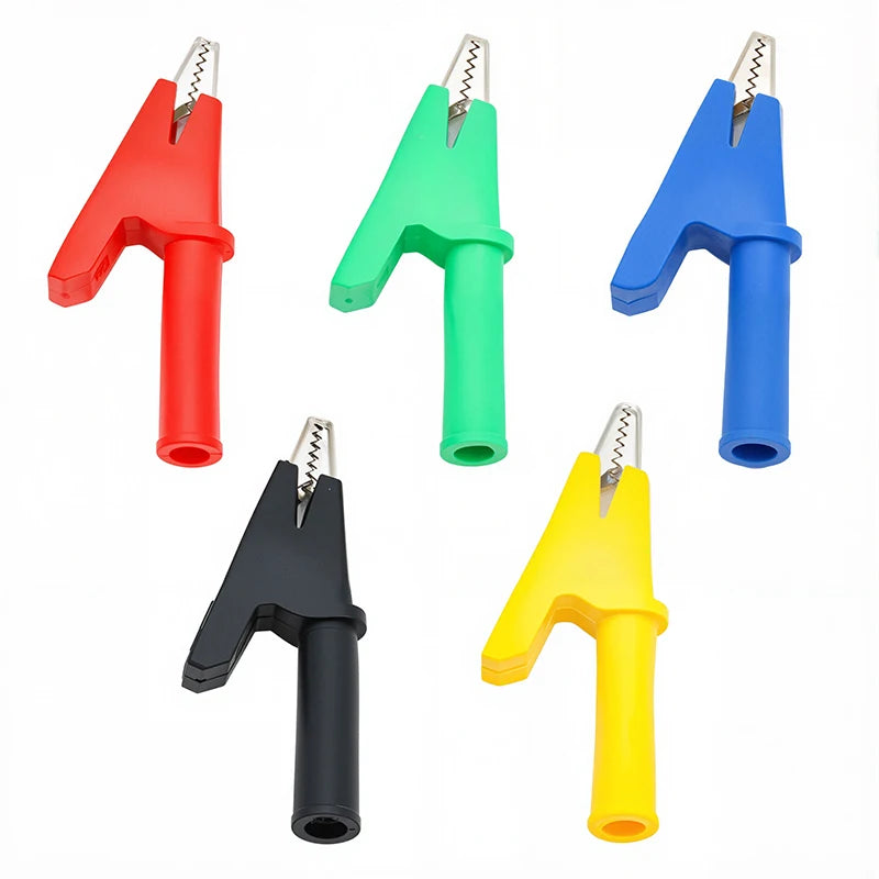 5pcs Pure Copper Insulated Test Alligator Clip 10MM Opening With 4MM Jack Safety Crocodile Clamps