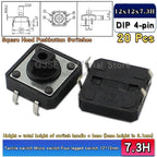 20 Pcs Tactile Pushbutton Switch 12*12*7.3MM Micro Switch Pushbutton A14 A24 Pushbutton Cover 12x12x7.3MM Square Head Pushbutton