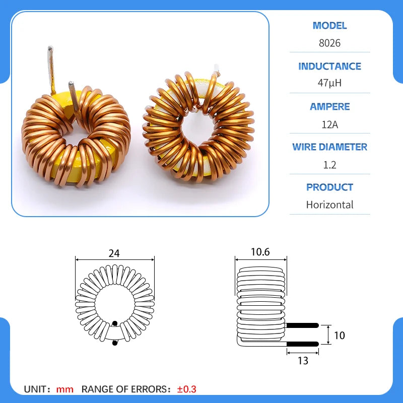 20mm 80-26 Iron powder core Toroidal inductor Wirewound inductor Iron powder core Magnetic ring inductor