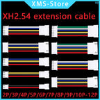 10PCS XH2.54 Extension Line 2P/3P/4P/5P/6P/7P/8P/9P/10P/12P XH 2.54mm Pitch Male To Female Connector With 10/20/30cm Cable 26AWG
