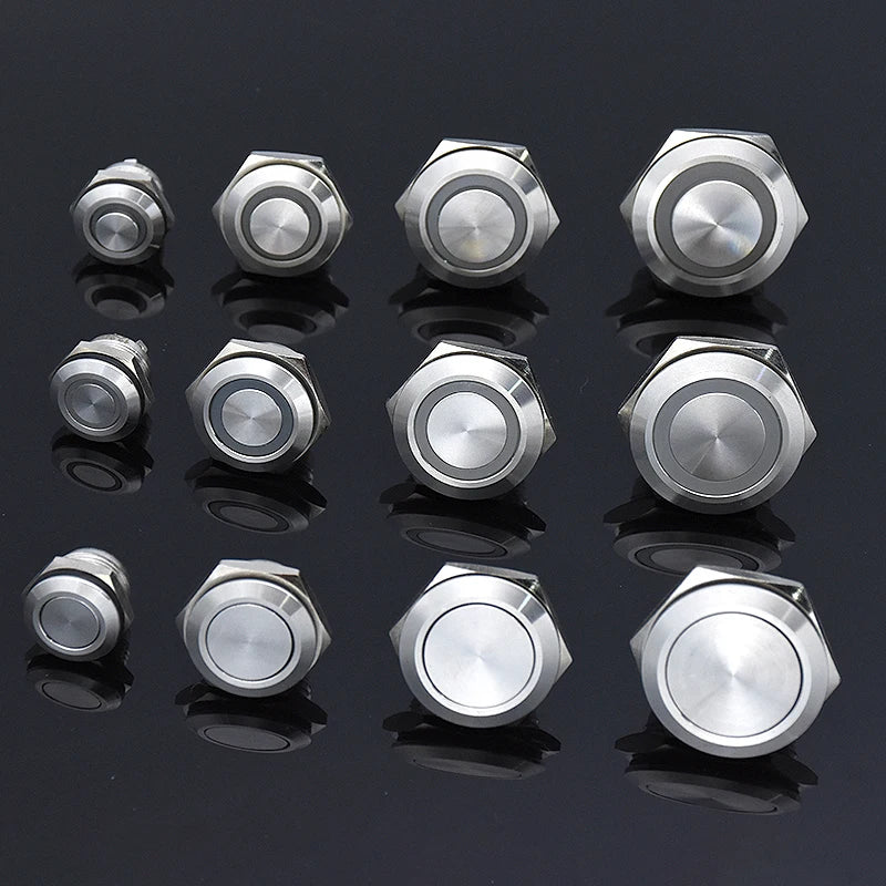 12mm 16mm 19mm 22mm Ultra-short Style Microtravel Stainless Steel Push Button Switch Led Lamp Self-reset/Momentary Normal Open