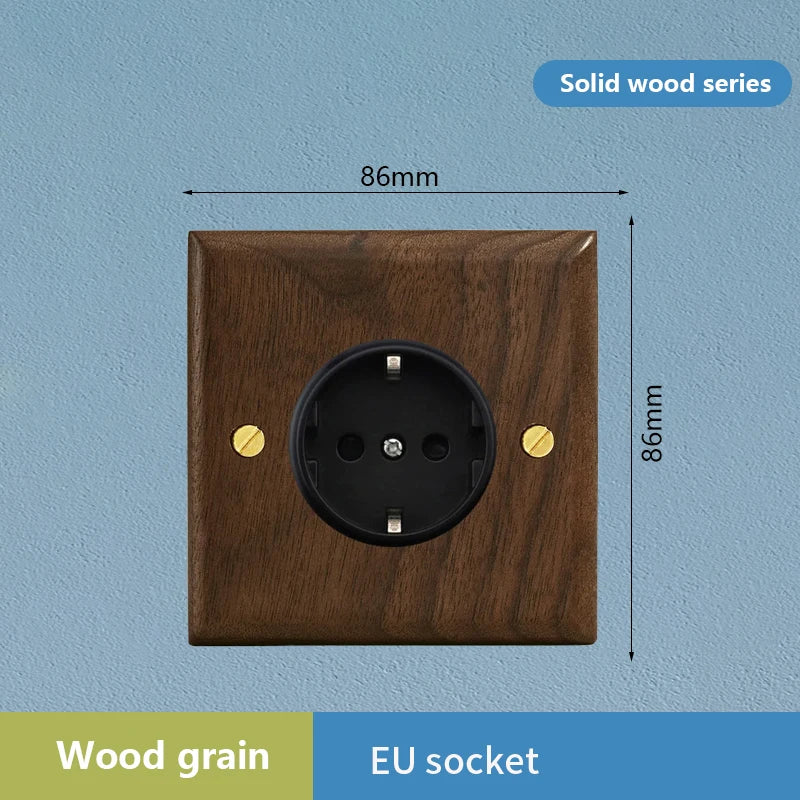 1/2/3/4gang1/2way European Vintage Passage Wall Light Solid Wood Brass Toggle Panel Switch Power Outlet, Antique Home Decor