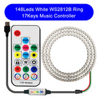 DC5V WS2812B DIY LED Ring 8 to 241 Pixels 5050 RGB Individually Addressable WS2812 Round Modules With 17Keys Music RF Controller