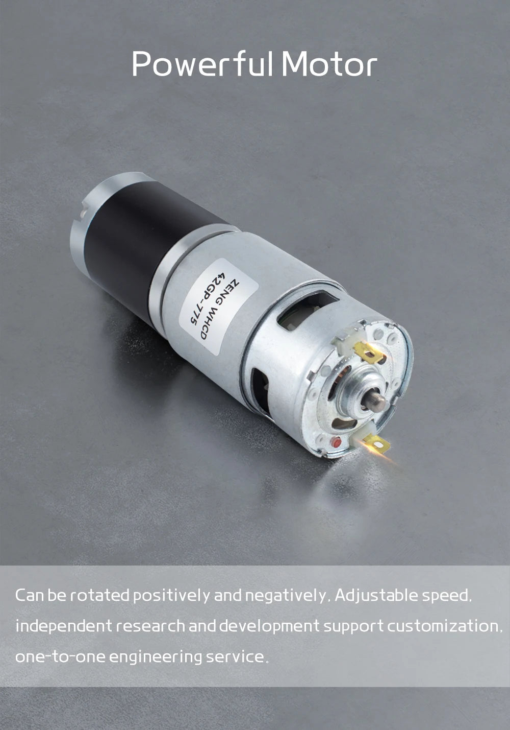 42GP-775 Planetary Gear Reduced DC Motor, 12V/24V, 10mm Output Shaft All-Metal Gears Torque up to 253KG Reversible Brushed Motor