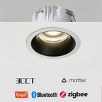 3CCT Tuya Bluetooth/Zigbee Matter Smart Recessed LED Downlight Aluminum Downlight AC5W-20W Spot Light