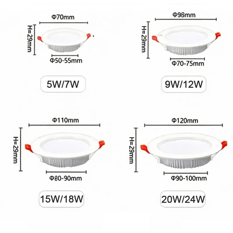 Tuya Smart Ultra-thin Embedded LED Downlight Bluetooth Zigbee Matter 3CCT Dimmable AC110V 220V Ceiling Lamp Indoor Lighting