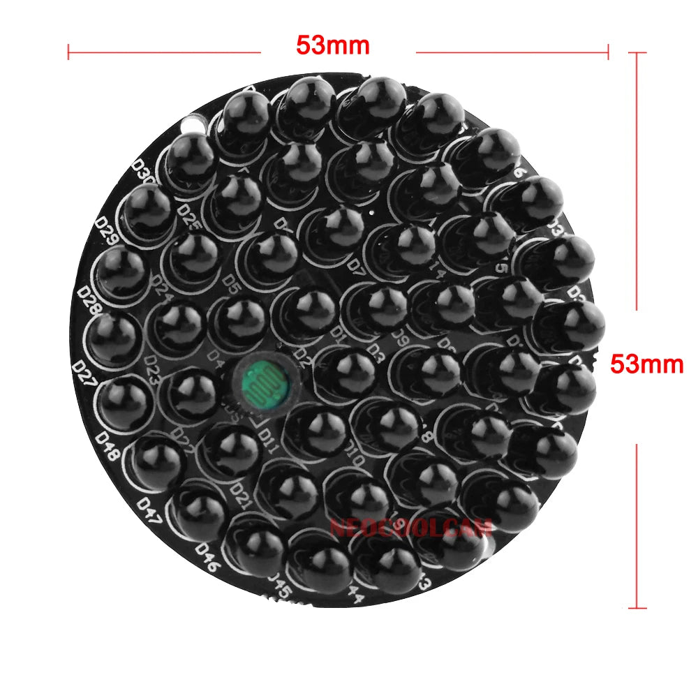 Invisible 940nm No Red Exposure at Night 48pcs IR Light Infrared Illuminator Board For CCTV Camera Night Vision + Power Cable