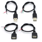 30cm Power Supply Cable 2 Pin USB 2.0 A Female Male 4 Pin Wire Jack Charger Charging Cord Extension Connector DIY 5V Line