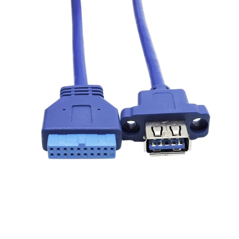 Single Port USB 3.0 Female Screw Mount Panel Type To Motherboard 20Pin Cable 0.5M 50cm