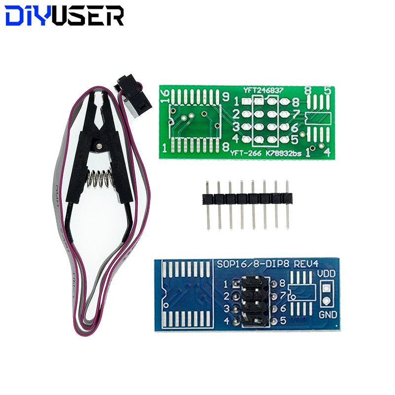 CH341A CH341B  24 25 Series EEPROM Flash BIOS USB CH341B Programmer Module  SOP8 Test Clip For EEPROM 93CXX / 25CXX / 24CXX