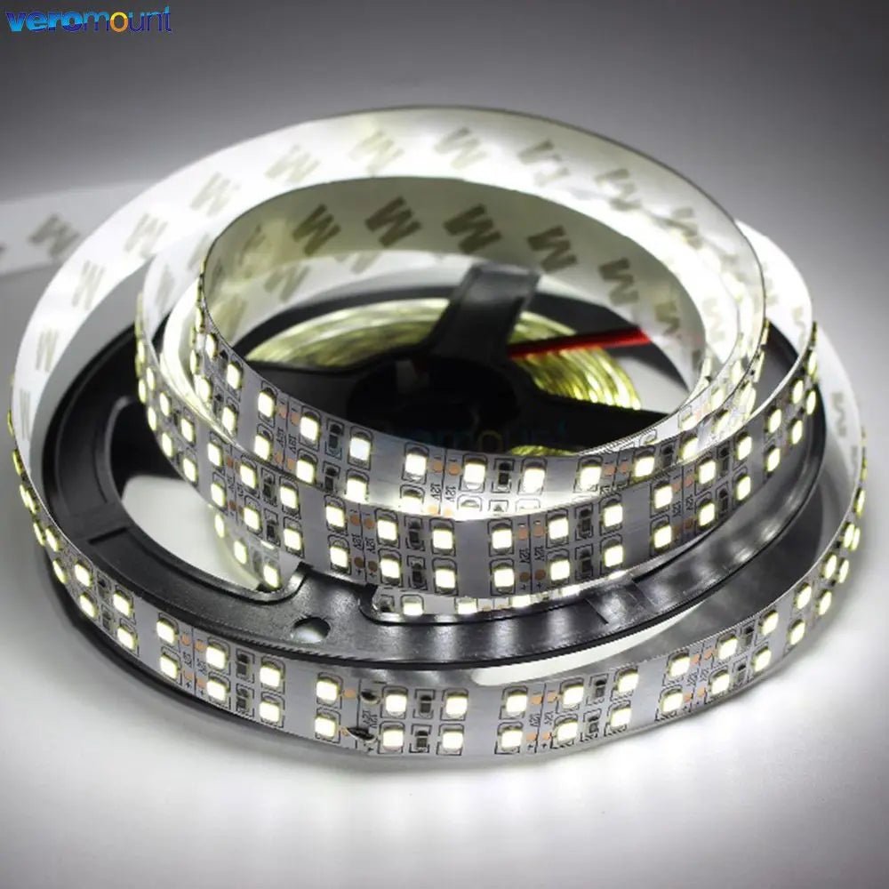 5m Double Row 2835 Flexible LED Strip 240leds/m 480leds/m Cool Warm White 4000K IP20 Non-Waterproof 1200/2400 SMDs 12V 24V DC
