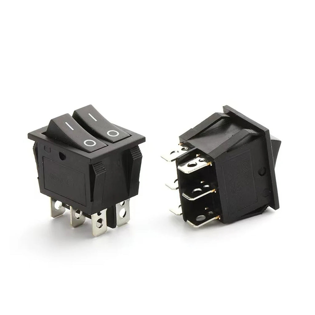 50PCS/LOT Factory Supply KCD2 Mini Rocker Toggle Switch Dual Push Button ON-OFF Plastic Rocker Switch with LED Light 16A250VAC