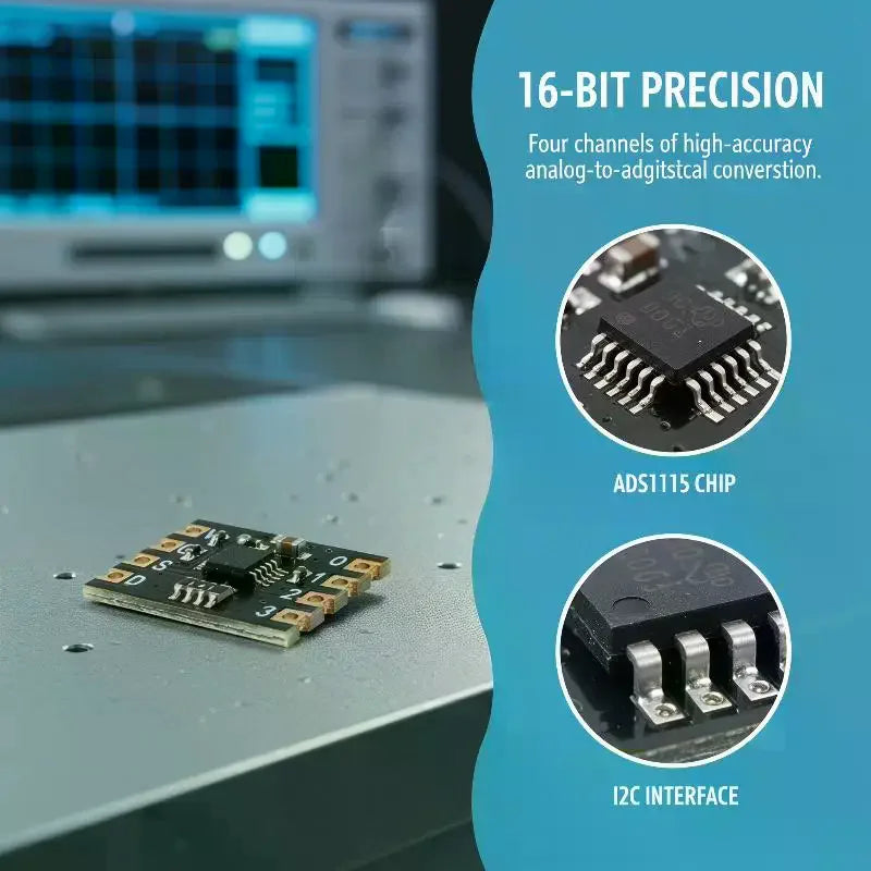 ZY ADS1115 Four 16-bit ADC Module I2C Communication Module ADC Sampling Channel ADS1115 Chip