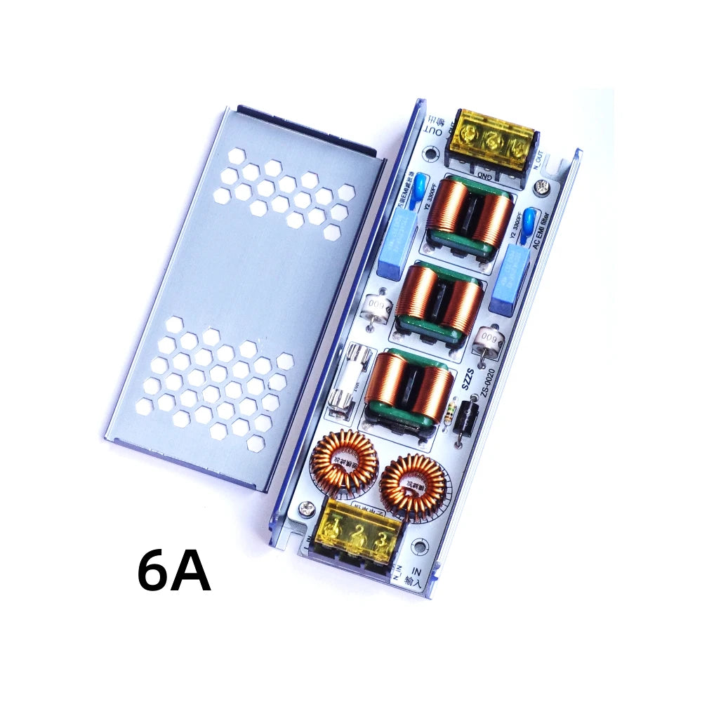 6A 10A AC EMI Filter 4-Stage Electromagnetic Interference Suppressor Power EMC Audio Amplifier Purifier Current Sound 110V 220V