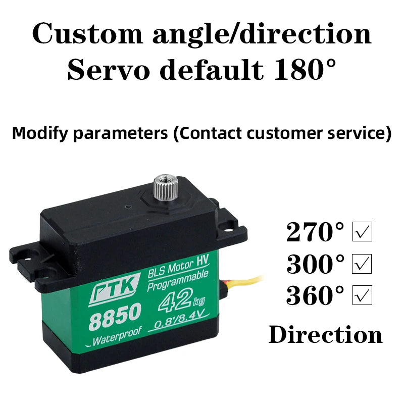 PTK Servo 8.4V 30kg 40kg High speed0.05 brushless RC servo motor Waterproof 1/8 1/10 1/12 scale automotive fixed wing robot 180°