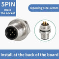 M12 male and female socket  4 5  8  pins weld IP67/68 Install front/rear panel waterproof circular connectors