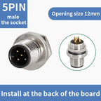 M12 male and female socket  4 5  8  pins weld IP67/68 Install front/rear panel waterproof circular connectors