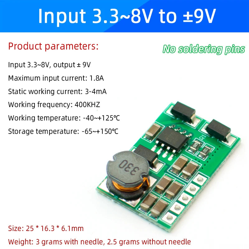 DD1718PA ± 5V 6V 9V 12V 15V 24V Positive & Negative Dual Output Power Supply DC Step-up Boost Converter Module