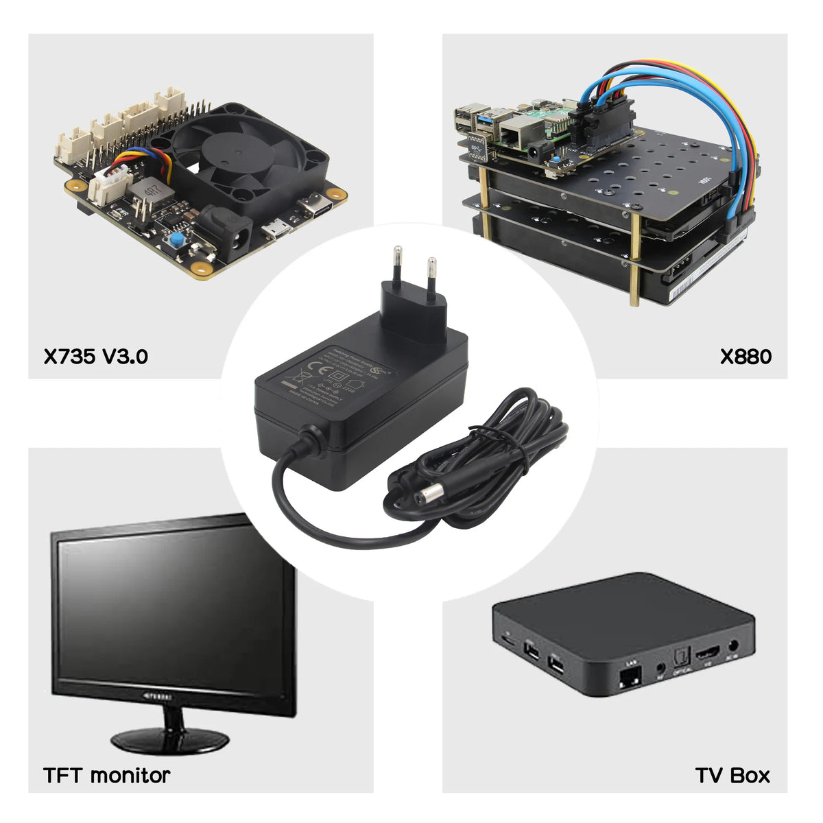 Geekworm 12V 5A 60W Power Adapter | Power Supply | DC 5.5*2.1mm Jack | for Raspberry Pi X735 V3.0/ X729/ X1009/X-UPS1