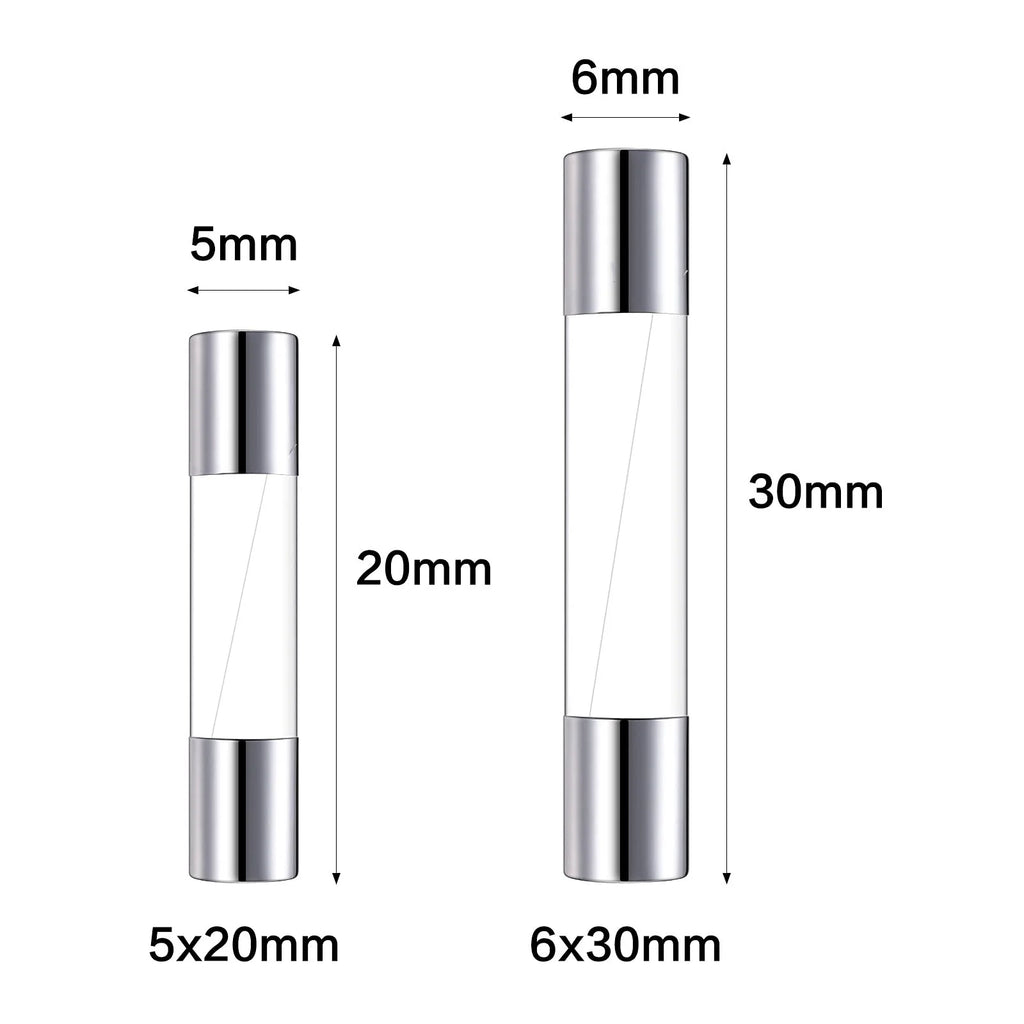 100/72pcs 5 * 20 6 * 30 Fast Melting Glass Tube Fuse Car Glass Tube Fuse Set with Box 0.2-20A 0.5-30A Household Fuse