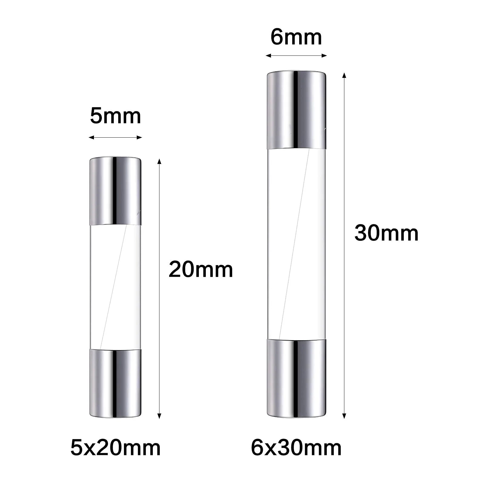 100/72pcs 5 * 20 6 * 30 Fast Melting Glass Tube Fuse Car Glass Tube Fuse Set with Box 0.2-20A 0.5-30A Household Fuse