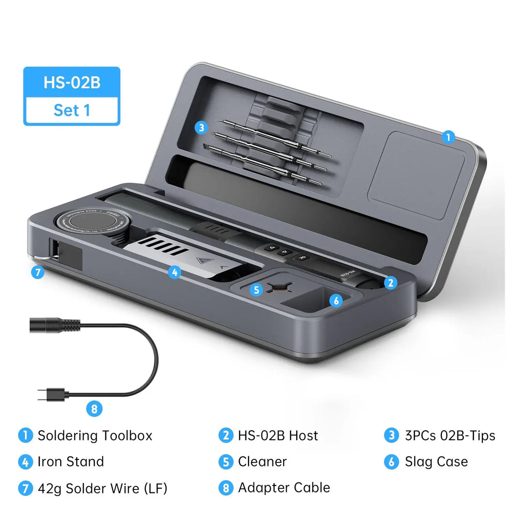 FNIRSI HS-02 Adjustable Temperature Soldering Iron DC 20V 100-450℃ Welding Solder Rework Station PD 100W Portable Repair Tool