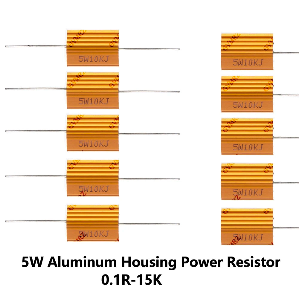 5W Aluminum Housing Power Resistor 0.1R 2.7R Wirewound Resistor Assorted Resistance Values for Electronic Projects 5R 6R 80R 1K