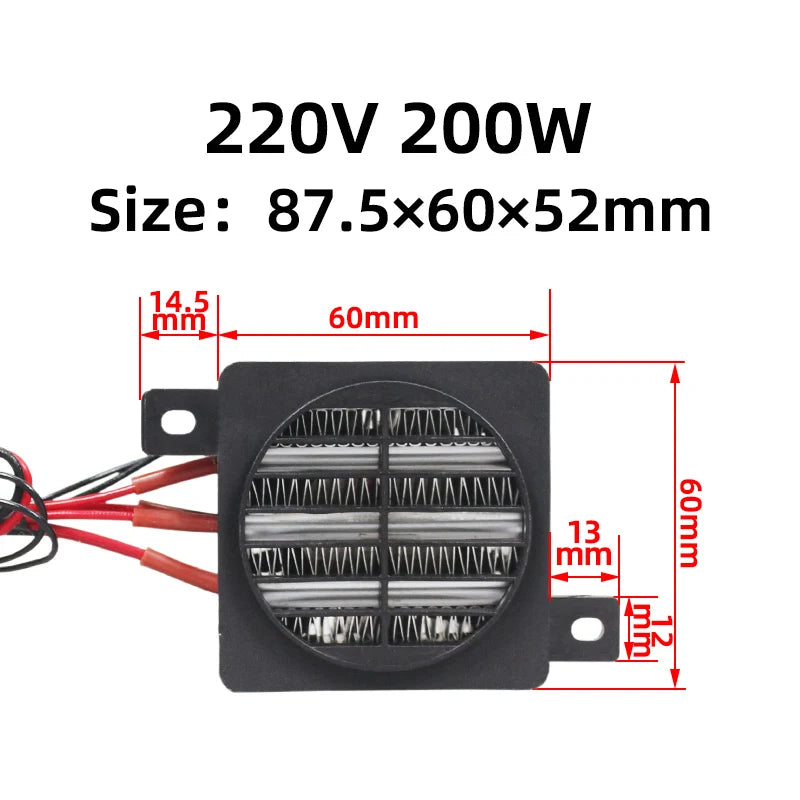 220V Insulated 100W 150W 200W PTC Ceramic Heater With Fan Heat Blower For Incubator PTC Ceramic Thermistor Insulation Fan Heater