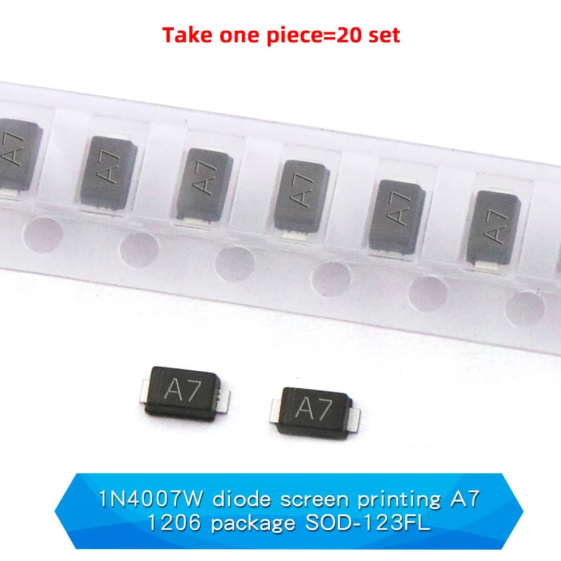 20PCS M1 M2 M4 M7 S4 SMA 1A 1N4001 4002 4004 4007 SS12 SS310 RS1M RS2M ES1D ES1J US1M SMD Schottky Rectifier Diode DO-214AC
