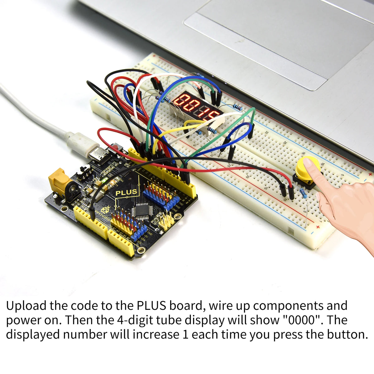 Keyestudio Starter Kit For Arduino PLUS Uno Projects DIY Scratch Graphical Programming 20 Projects (With PLUS Uno Board or Not)