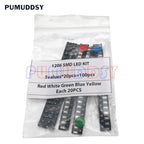 100PCS=5 Colors X 20PCS 5050 5703 1210 1206 0805 0603 LED Diode Assortment SMD LED Diode Kit Green/ RED / White / Blue / Yellow