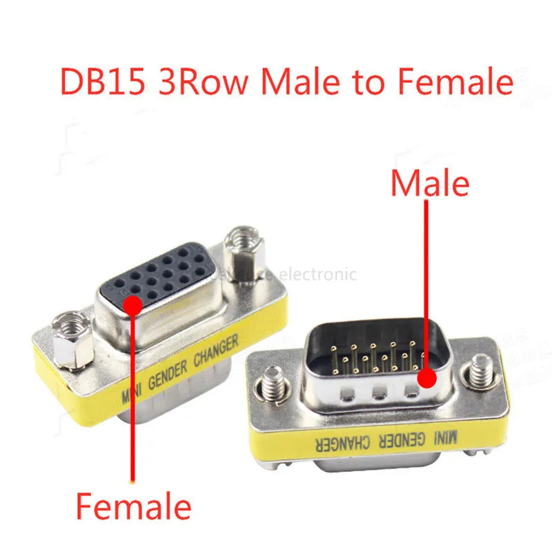 1PCS Mini Gender Changer Adapter DB9/DB15 VGA Male to Female/Male to Male/Female to Female RS232 Serial Plug Com Connector