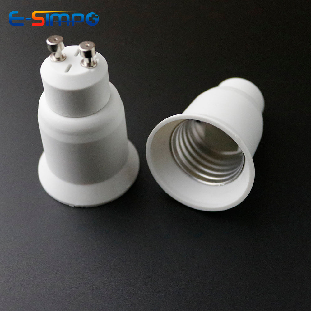 2pcs Gu10 To E27 E26 Led Lamp Base Adapter CE Rohs PBT 2Prong Halogen CFL LED Spotlight To Screw Light Socket Converter Extender