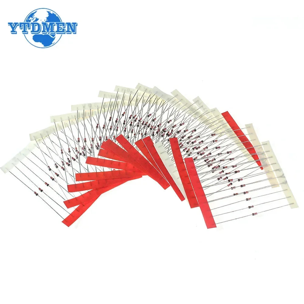 140pcs 1/2W Zener Diode Kit 0.5W DO-35 3.3V-30V 14Values Each 10pcs DIY Sample Assortment Set
