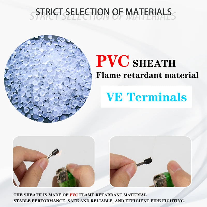 1000PCS Insulated Ferrules Terminal Block E0508 E7508 1008 1508 Cord End Wire Connector Electrical Crimp Terminator Cold Pressed