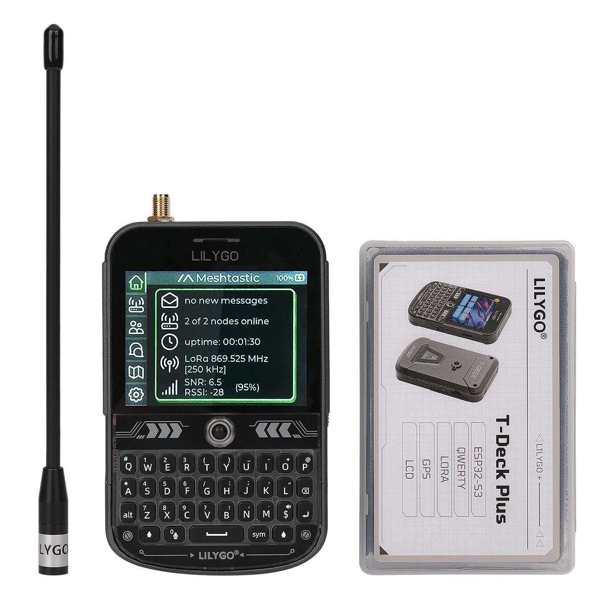 LILYGO T-Deck Plus Lora Mesh Radio with ESP32-S3 GPS LoRaWAN for Meshtastic Pocket Tracker Node with External Antenna