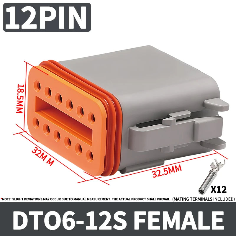 DT13 Series  Waterproof  Automotive PCB Right-Angle Header Connector 2/3/4/6/8/12Pin Male/Female Kit for Car Truck Bus Marine